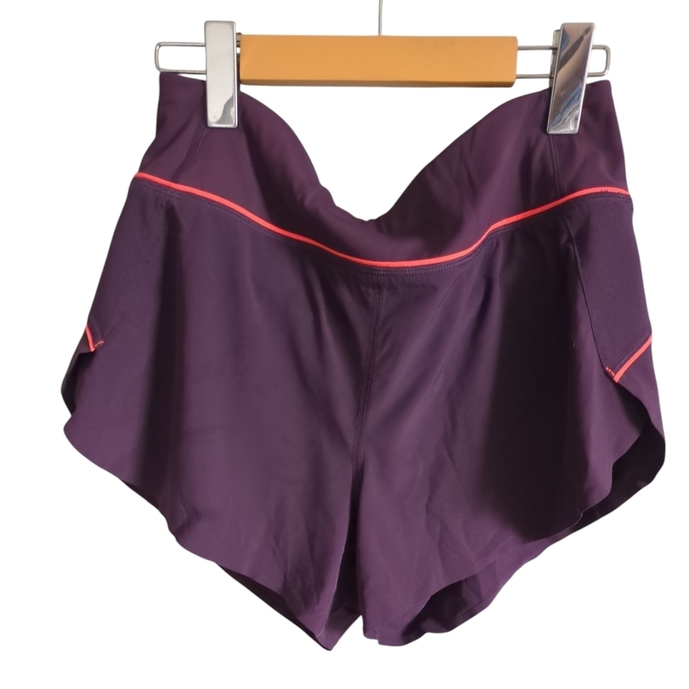 Athleta Run With It 3.5" Short Purple Neon Pink Trim Size Small